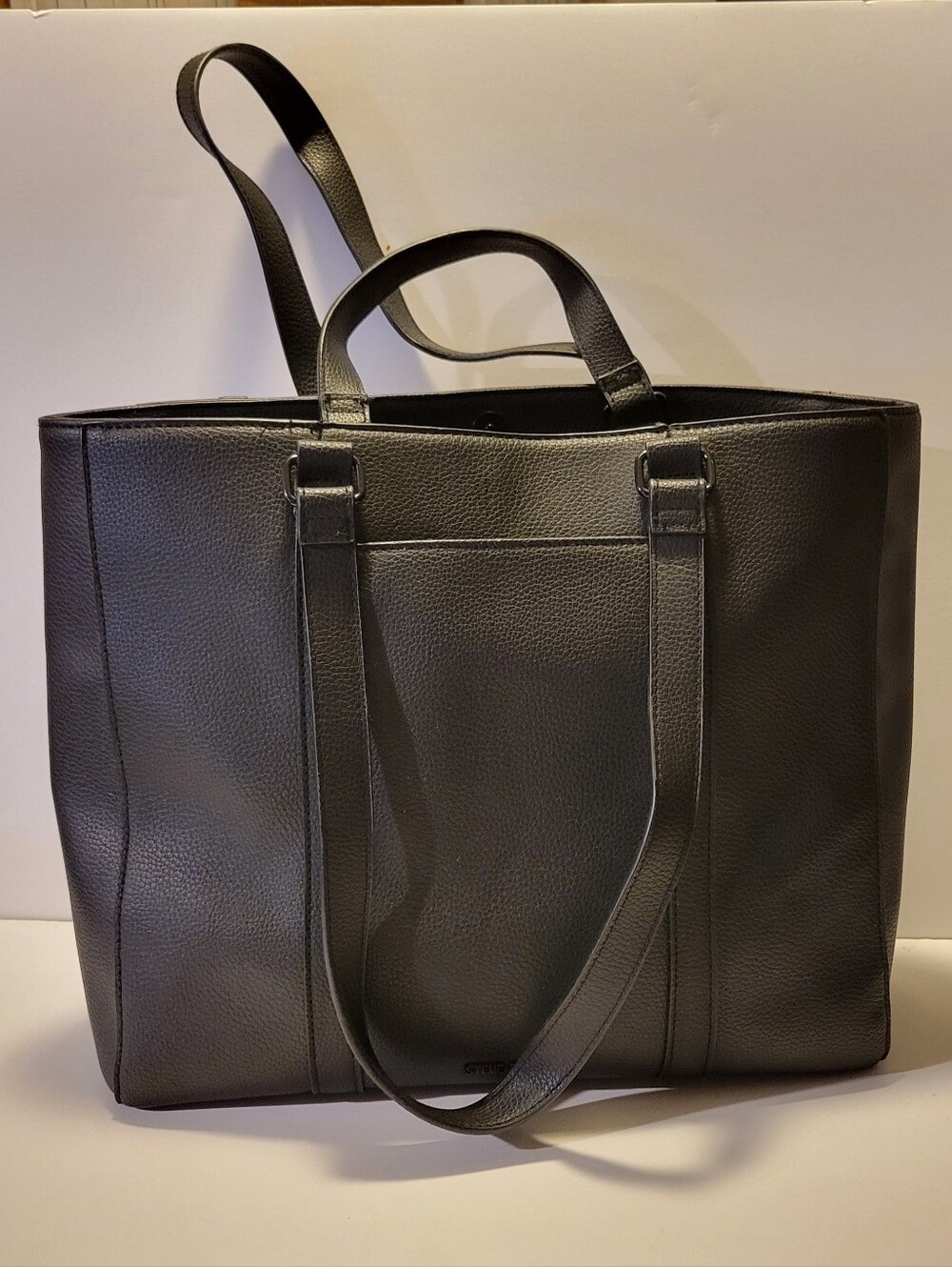Steve Madden Black Pebble Faux Leather Double Handle Tote